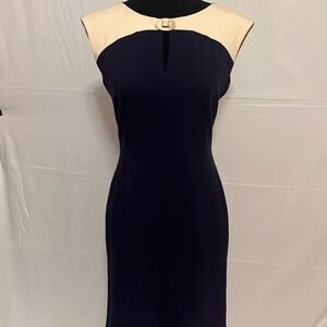 Calvin Klein Navy and Cream Midi Dress